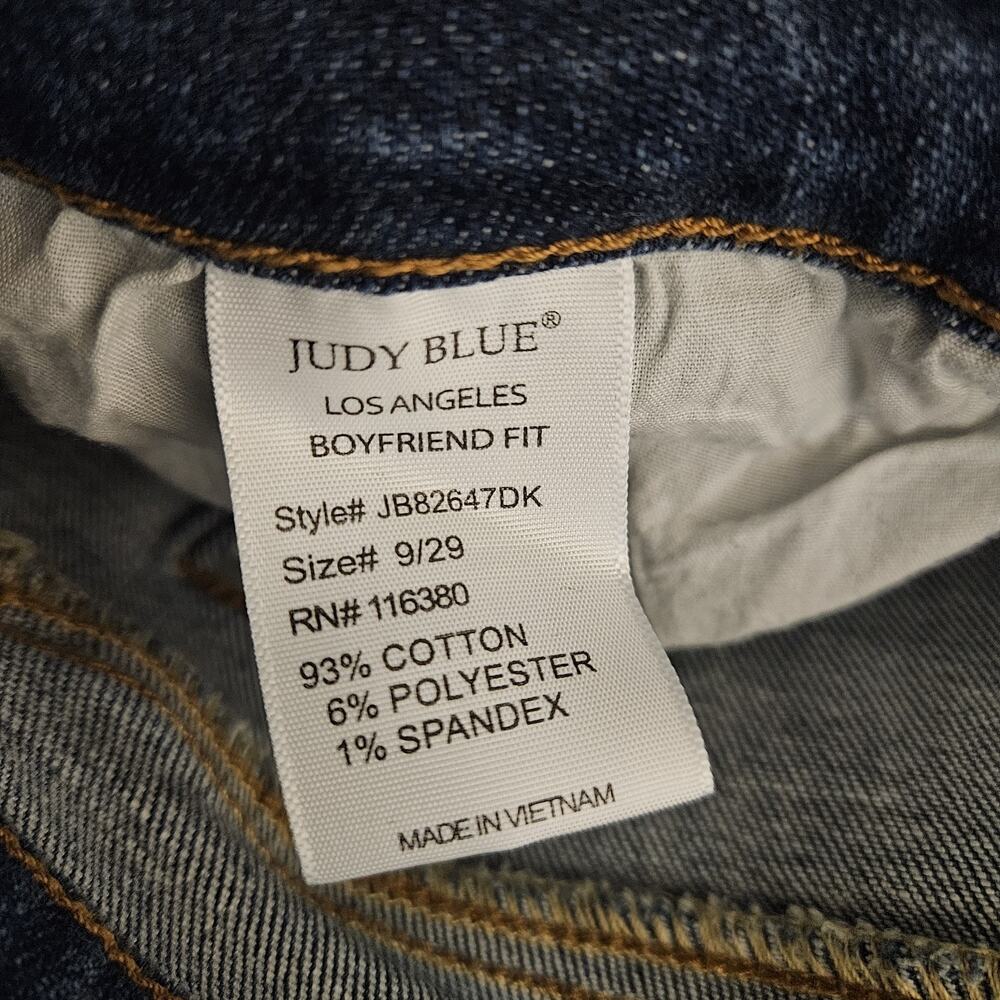 Judy Blue Jeans Women’s 9/29 Blue Mid Rise Boyfriend Fit Distressed Stretch - Picture 8 of 8